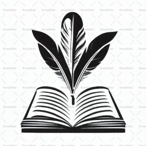 Offenes Buch und Feder